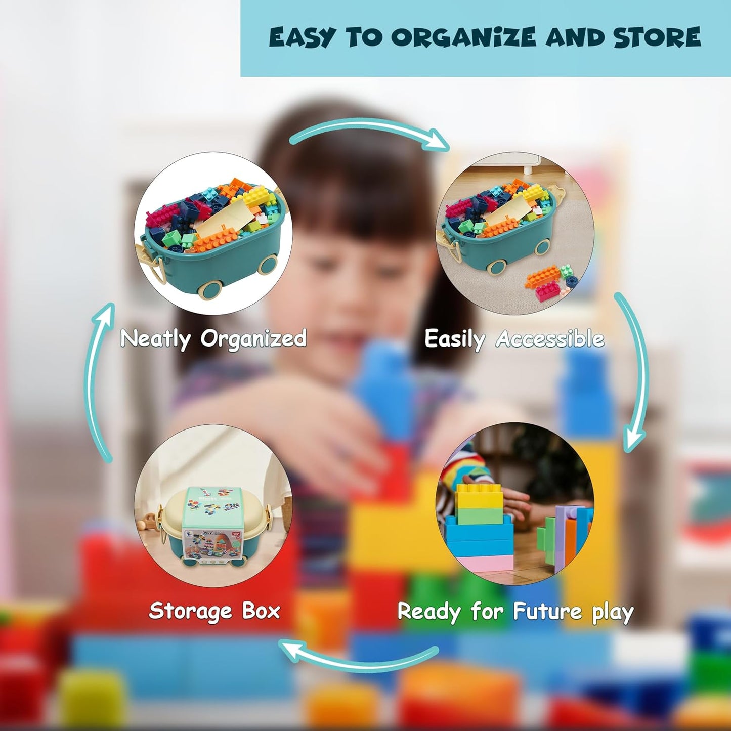 FUNFY 150-teiliges Baustein-Set mit praktischer Aufbewahrungsbox | Aus lebensmittelechtem Material | Mehrfarbig | Unendliche kreative Möglichkeiten und einfache Organisation | Vorschulspielzeug für Kinder