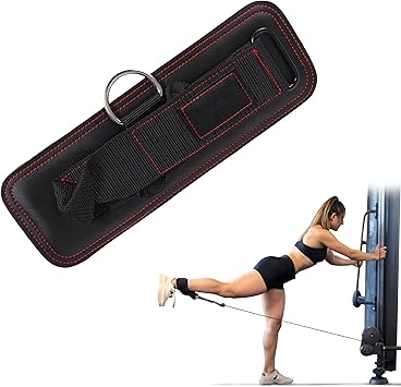 Endless Premium einstellbares einzelnes Knöchelband mit Metallschnalle | Für Cable Machine Gym Knöchelmanschette, Widerstandsbänder, Kickbacks, Glute Workout und Unterkörperübungen | Farbe: Schwarz | Größe: Verstellbar | Material: Metall und Neopren