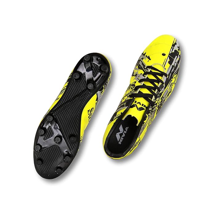 Nivia Storm Fußballschuh | Kunstleder | Schnürung | Minimale Wasserabsorption/Wassergeschützt