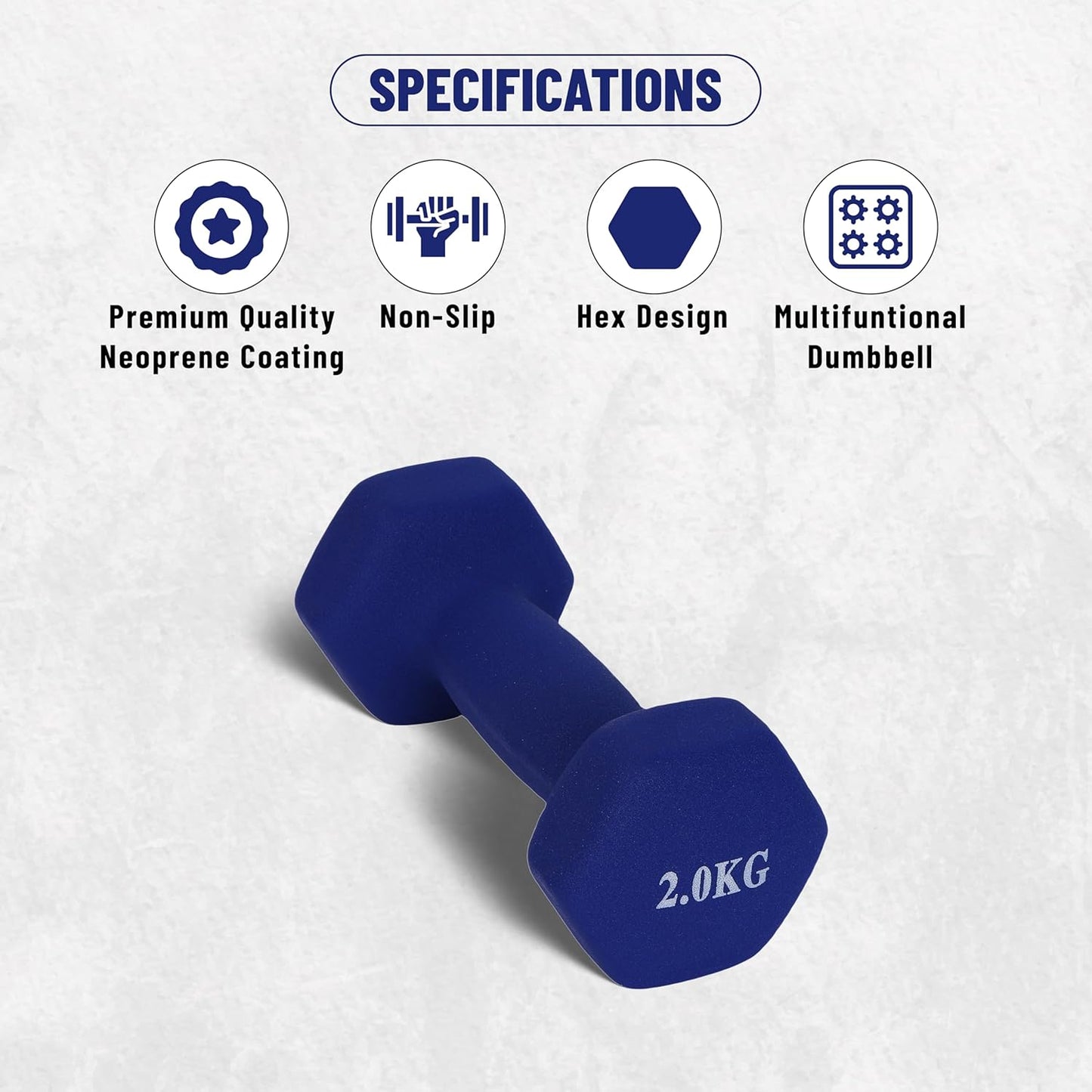 Endless Neoprene Coated Fixed Dumbbell for Gym Exercises | Material: Iron with Vinyl Coat | Weights for Women and Men | Color: Multicolor