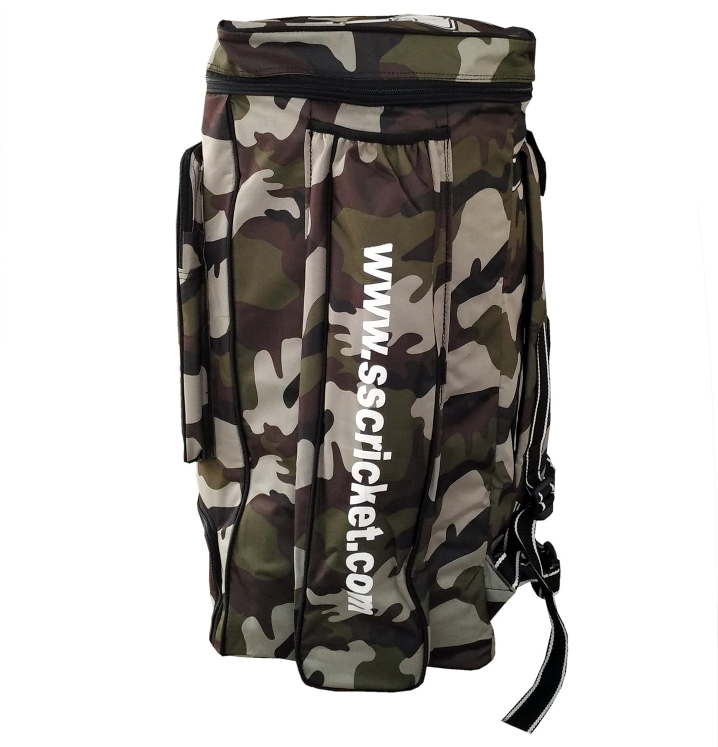 SS Camo Duffle Cricket Kit Bag | Leichtes Gewicht mit attraktivem Design | Wetterbeständig | Geräumiger Stauraum | Komfort | Stilvoll und sportlich | Schulterriemen | Spezieller Schlägerhalter