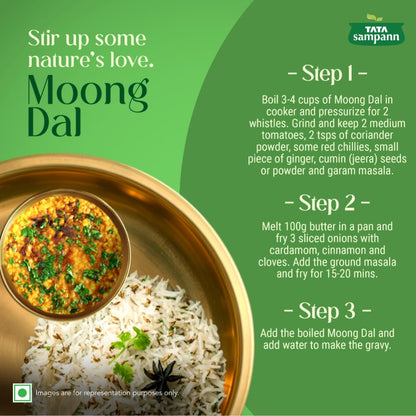Tata Sampann Moong Dal (gelbe Kichererbsen, gespalten) 1 kg | Ungeschälte indische Linsen | Reich an Eiweiß und leicht verdaulich | Ideal für Suppen, Dal, Khichdi und gesunde Mahlzeiten