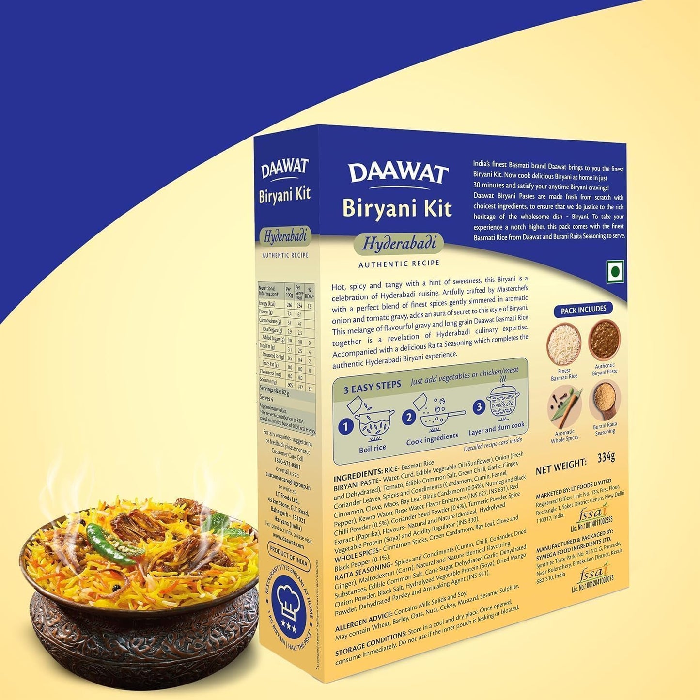 Daawat Biryani-Set Hyderabadi, Lucknowi & Kolkata (3er-Pack) | In 30 Minuten fertig
