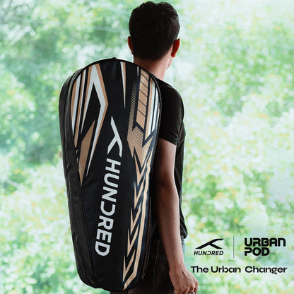 HUNDRED Urban Pod Badminton Kit Bag, 3 Spacious Compartments, Double Zip Closure
