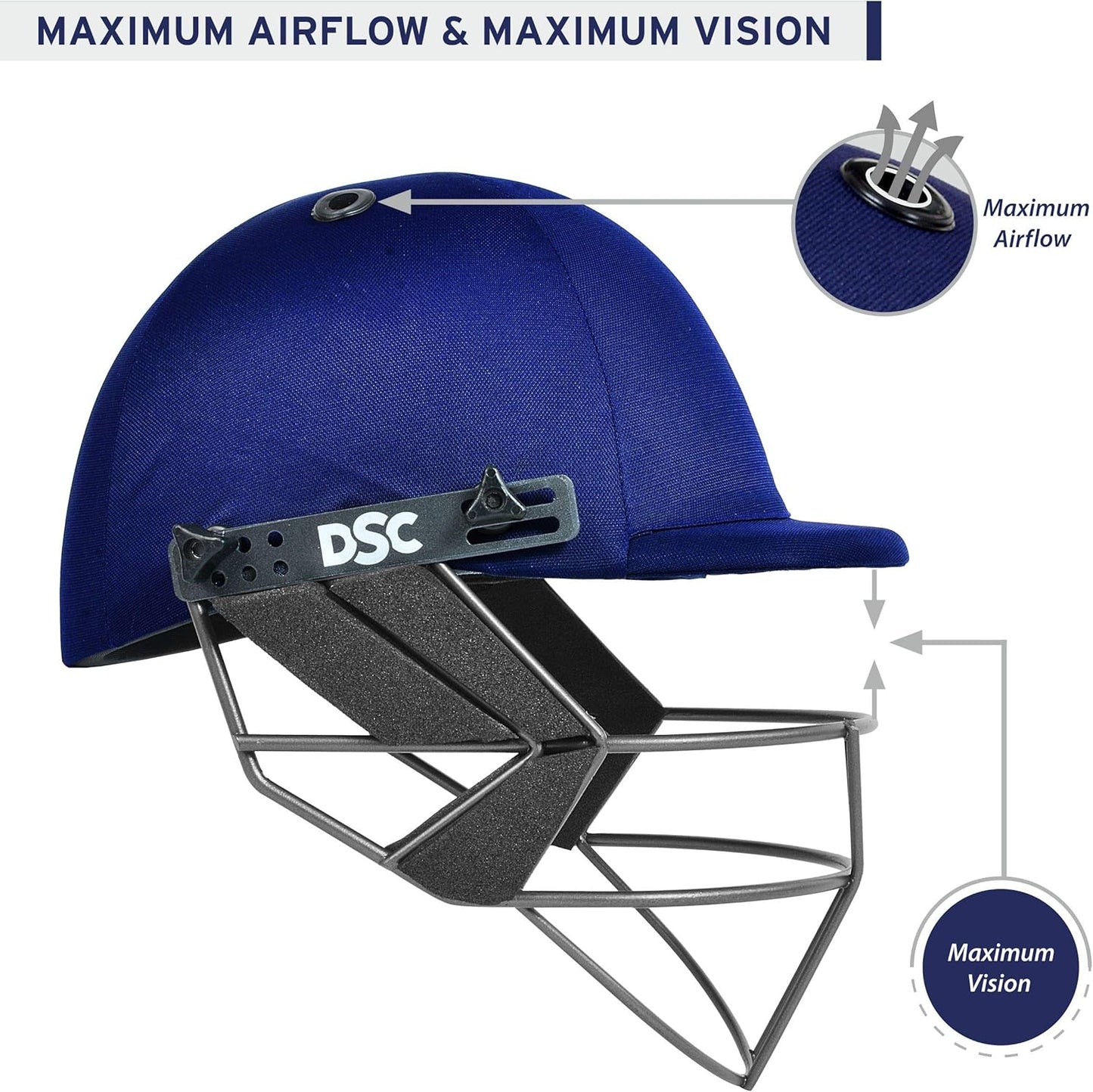 DSC FORT 44 Cricket-Helm | Maroon | Größe: Extra Large | Für Männer & Jungen | Stahlgitter | Verstellbarer Rückenstützriemen | Abnehmbares und waschbares Schweißband | Leichtgewicht