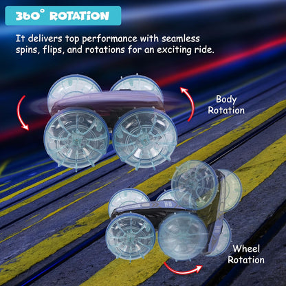 FUNFY Aqua Stunt RC-Auto mit leuchtenden Lichtern | 4WD mit wasserfestem | Mehrfarbig | Das geländegängige Marvel für Kinder ermöglicht spannende Stunts an Land und im Wasser