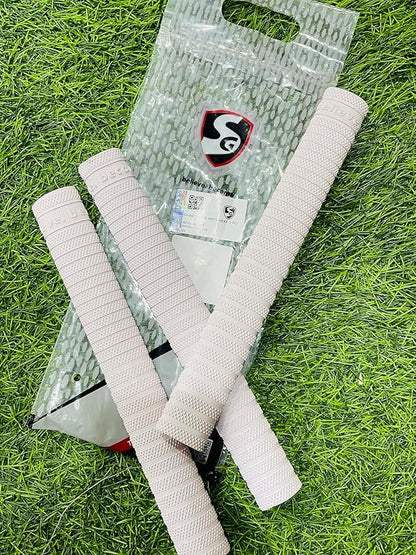 SG Hexa Cricketschlägergriff | 3 Stück | Farbe: Weiß | Größe: Standard | Material: Gummi | Langlebig und langlebig | Stark und robust | Stoßdämpfung | Verbesserte Leistung