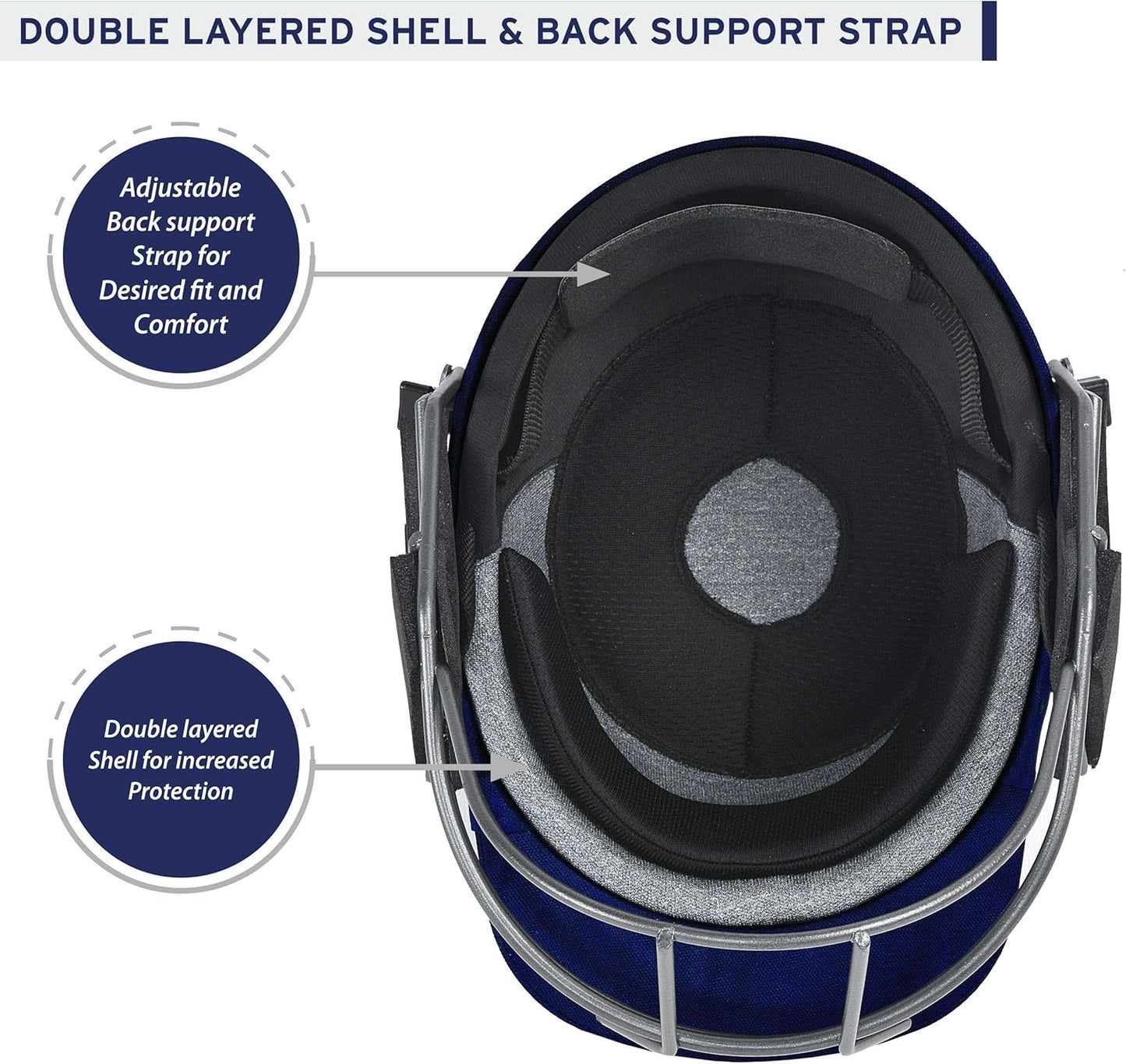 DSC FORT 44 Cricket Helmet | Maroon | Size: Extra Large | For Men &amp; Boys | Steel Mesh | Adjustable Back Support Strap | Removable and Washable Sweatband | Lightweight