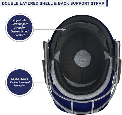 DSC FORT 44 Cricket Helmet | Maroon | Size: Extra Large | For Men &amp; Boys | Steel Mesh | Adjustable Back Support Strap | Removable and Washable Sweatband | Lightweight