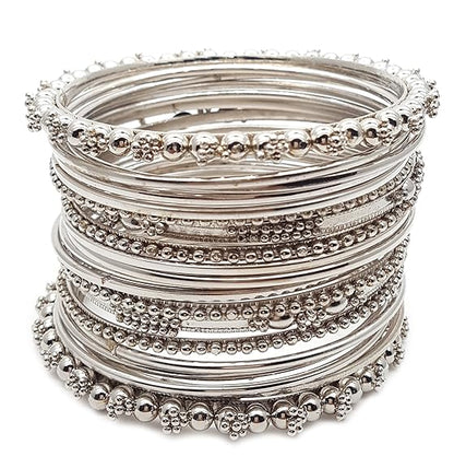 YouBella Antique Look Traditional Bangle Set | Silver Plated | Material: Brass | Fashionable Art Jewelry | For Women &amp; Girls | Durable Design | Suitable for all occasions