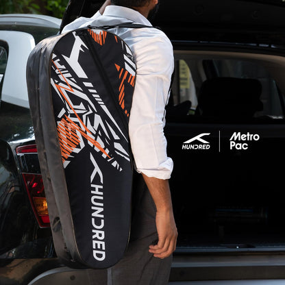 HUNDRED Metro Pack Badminton-Tasche, Unisex, 3 geräumige Fächer, doppelter Reißverschluss, Größe L