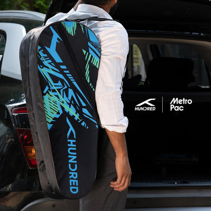 HUNDRED Metro Pack Badminton-Tasche, Unisex, 3 geräumige Fächer, doppelter Reißverschluss, Größe L