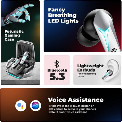 Cosmic Byte CosmoBuds X200 True Wireless Earbuds (TWS), BT 5.3, 38 ms Latenz GOD Mode™, Musikmodus, 40 Stunden, ENC, IPX5, Sprachassistent