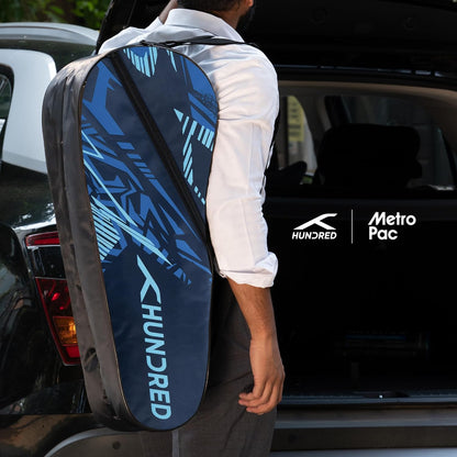 HUNDRED Metro Pack Badminton-Tasche, Unisex, 3 geräumige Fächer, doppelter Reißverschluss, Größe L