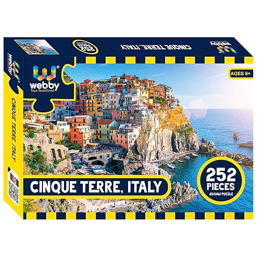Webby Cinque Terre Italien Puzzle | 252 Teile | 43 x 29 cm Größe im zusammengesetzten Zustand | Anspruchsvolles Puzzle für Kinder und Familien | Fördert Konzentration, Motorik und logisches Denken | Geschenk für Kinder ab 6 Jahren
