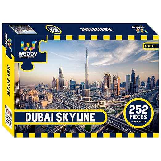 Webby Dubai Skyline Puzzle | 252 Teile | 43 x 29 cm Größe im zusammengesetzten Zustand | A-B-codierte Rückseite für einfaches Zusammensetzen | Fördert Konzentration, Motorik und Problemlösungsfähigkeiten | Geschenk für Kinder ab 6 Jahren