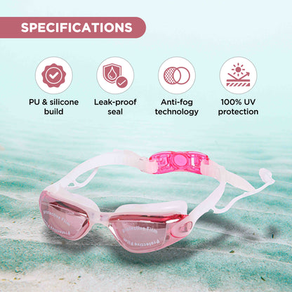 EOL/ ENDLESS EL1005 Stylische Schwimmbrille mit Anti-Beschlag und UV-Schutz | Material: Silikon, PU | Angeschlossene Ohrbügel und verstellbares Band | Weiche Silikondichtung für Auslaufschutz | Mit Hartschalenetui