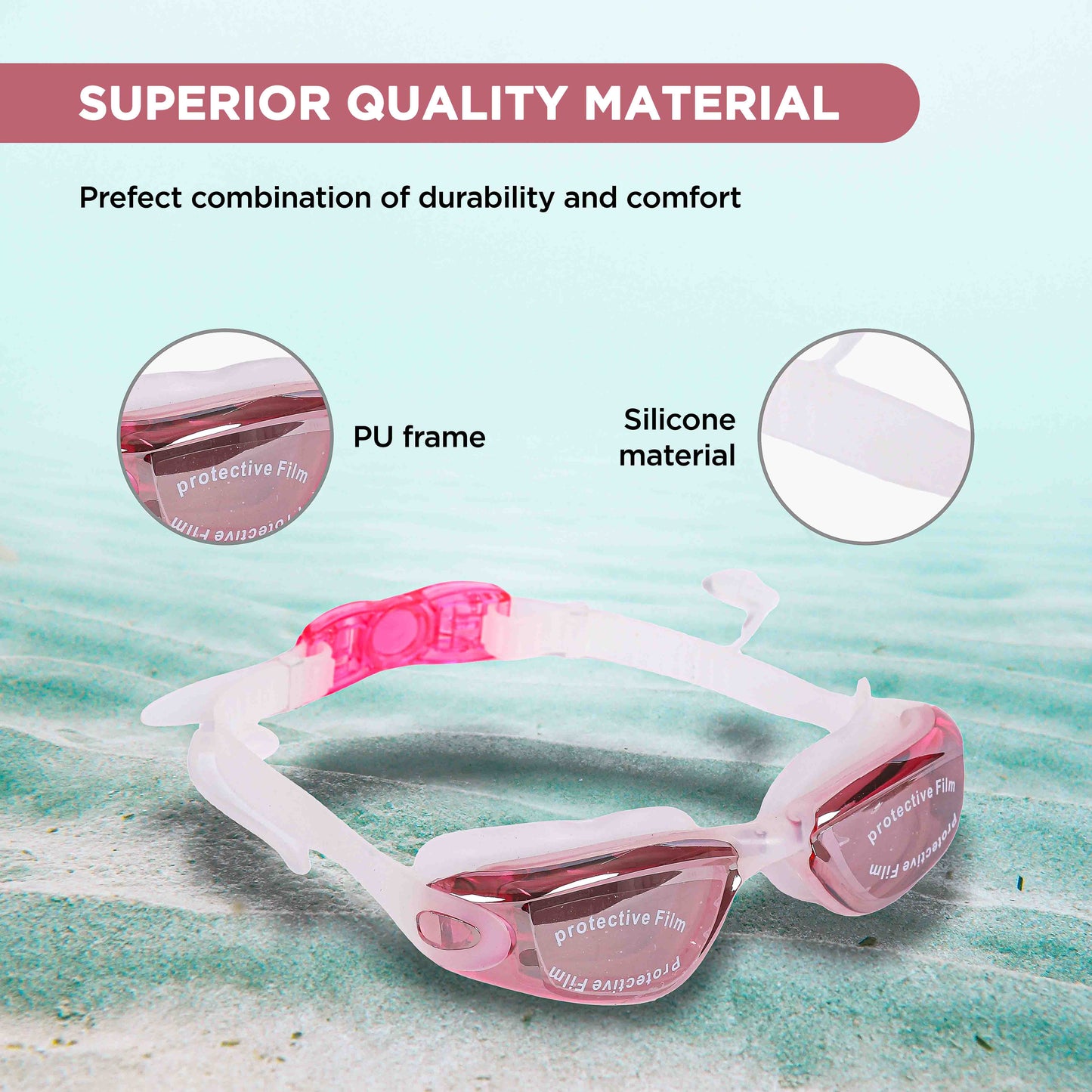 EOL/ ENDLESS EL1005 Stylische Schwimmbrille mit Anti-Beschlag und UV-Schutz | Material: Silikon, PU | Angeschlossene Ohrbügel und verstellbares Band | Weiche Silikondichtung für Auslaufschutz | Mit Hartschalenetui