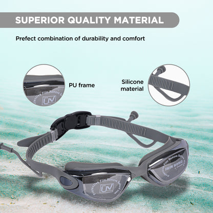 EOL/ ENDLESS EL1005 Stylische Schwimmbrille mit Anti-Beschlag und UV-Schutz | Material: Silikon, PU | Angeschlossene Ohrbügel und verstellbares Band | Weiche Silikondichtung für Auslaufschutz | Mit Hartschalenetui