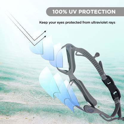 EOL/ ENDLESS EL1005 Stylische Schwimmbrille mit Anti-Beschlag und UV-Schutz | Material: Silikon, PU | Angeschlossene Ohrbügel und verstellbares Band | Weiche Silikondichtung für Auslaufschutz | Mit Hartschalenetui