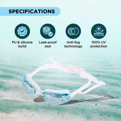 EOL/ ENDLESS EL1005 Stylische Schwimmbrille mit Anti-Beschlag und UV-Schutz | Material: Silikon, PU | Angeschlossene Ohrbügel und verstellbares Band | Weiche Silikondichtung für Auslaufschutz | Mit Hartschalenetui