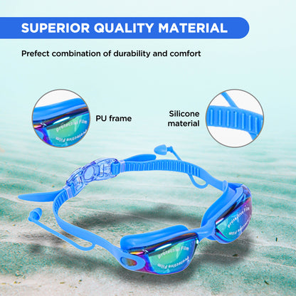 EOL/ ENDLESS EL1005 Stylische Schwimmbrille mit Anti-Beschlag und UV-Schutz | Material: Silikon, PU | Angeschlossene Ohrbügel und verstellbares Band | Weiche Silikondichtung für Auslaufschutz | Mit Hartschalenetui