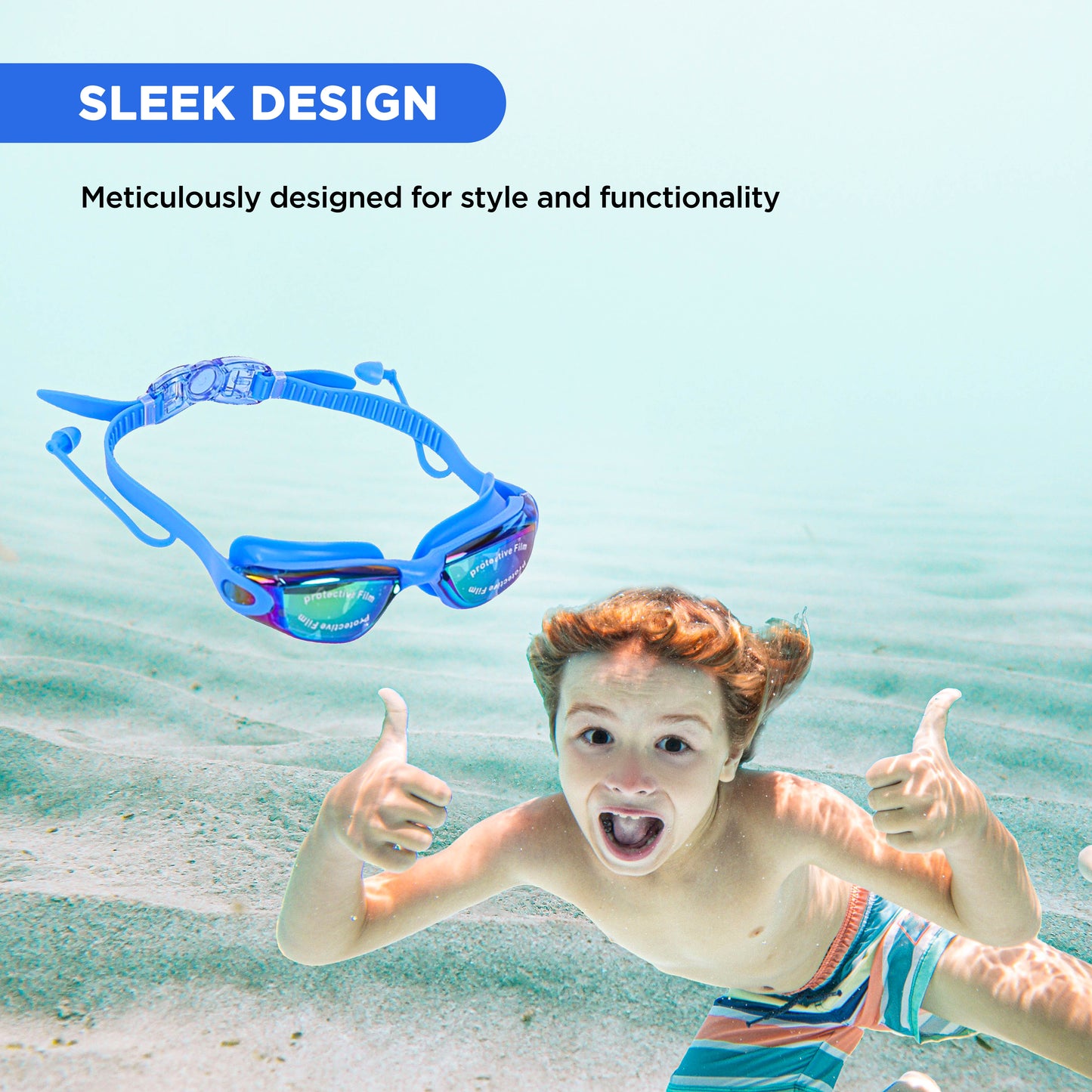 EOL/ ENDLESS EL1005 Stylische Schwimmbrille mit Anti-Beschlag und UV-Schutz | Material: Silikon, PU | Angeschlossene Ohrbügel und verstellbares Band | Weiche Silikondichtung für Auslaufschutz | Mit Hartschalenetui