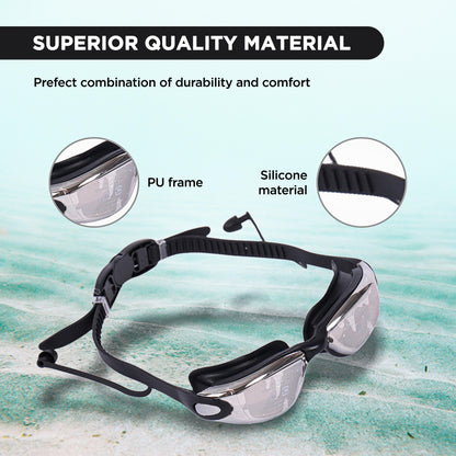 EOL/ ENDLESS EL1005 Stylische Schwimmbrille mit Anti-Beschlag und UV-Schutz | Material: Silikon, PU | Angeschlossene Ohrbügel und verstellbares Band | Weiche Silikondichtung für Auslaufschutz | Mit Hartschalenetui