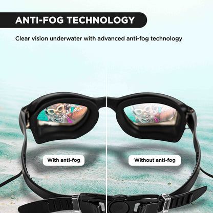 EOL/ ENDLESS EL1005 Stylische Schwimmbrille mit Anti-Beschlag und UV-Schutz | Material: Silikon, PU | Angeschlossene Ohrbügel und verstellbares Band | Weiche Silikondichtung für Auslaufschutz | Mit Hartschalenetui