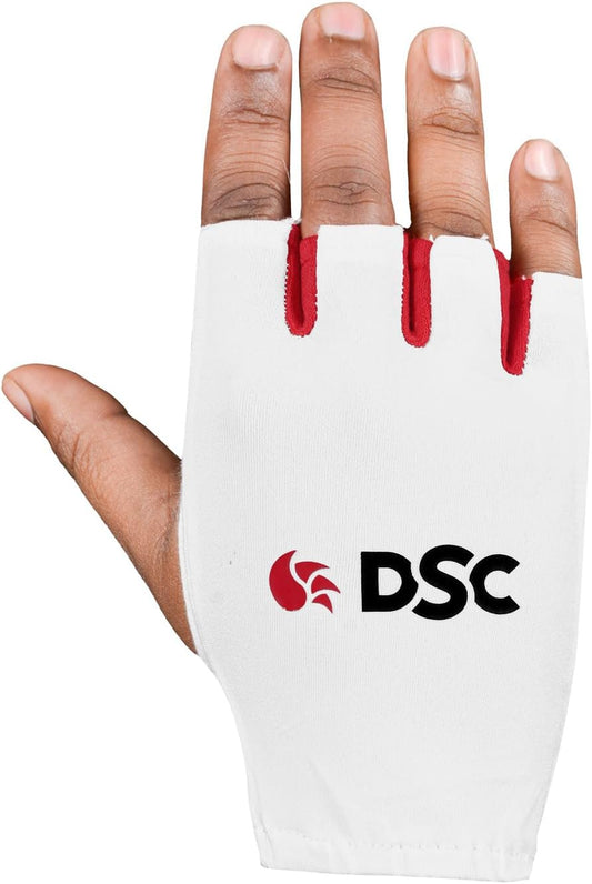 DSC Atmos1 Fingerlose Cricket-Schlaghandschuhe mit Lycra-Rücken | Farbe: Weiß | Größe: Herren | Material: Baumwolle | mit PVC-Bündchen | Hervorragender Gummigriff | Rutschfest | Atmungsaktiv