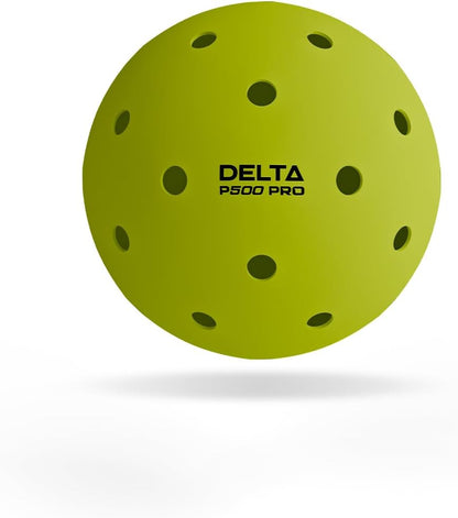 Delta P500 Pro Outdoor-Pickleballs (4er-Pack) | Neongelb | 40-Loch-Design | Langlebige Bälle mit hohem Sprungverhalten für Outdoor-Plätze | Ideal für Wettkämpfe und Freizeitspiele