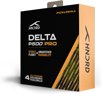 Delta P500 Pro Outdoor-Pickleballs (4er-Pack) | Neongelb | 40-Loch-Design | Langlebige Bälle mit hohem Sprungverhalten für Outdoor-Plätze | Ideal für Wettkämpfe und Freizeitspiele