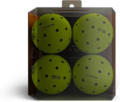 Delta P500 Pro Outdoor-Pickleballs (4er-Pack) | Neongelb | 40-Loch-Design | Langlebige Bälle mit hohem Sprungverhalten für Outdoor-Plätze | Ideal für Wettkämpfe und Freizeitspiele