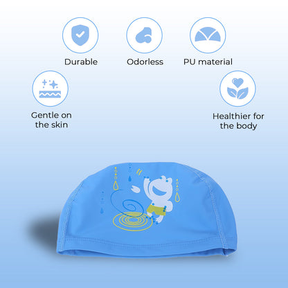 Endless EL1017 Bequeme PU-Badekappe mit Cartoon-Design | Material: PU | Elastische wasserdichte Badekappe für lange und kurze Haare mit dickerem Rand | Für Kinder