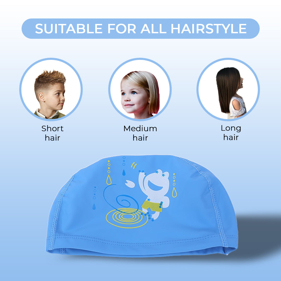 Endless EL1017 Bequeme PU-Badekappe mit Cartoon-Design | Material: PU | Elastische wasserdichte Badekappe für lange und kurze Haare mit dickerem Rand | Für Kinder