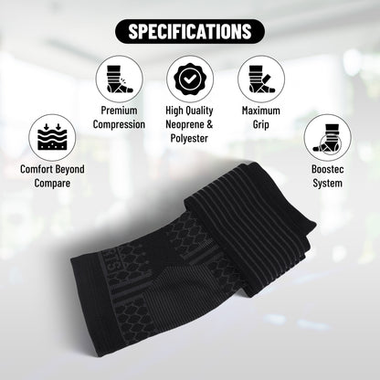 Endless Slip-in Ankle Support Brace Pair | Schwarz | Material: Neopren & Polyester | Für Plantar Fasciitis Neorapathy Relief Sport für Männer & Frauen | Schmerzlinderung, Gym, Sport, Übung, Training, Radfahren