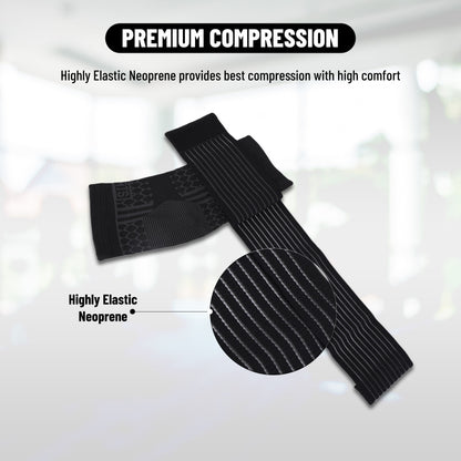 Endless Slip-in Ankle Support Brace Pair | Schwarz | Material: Neopren & Polyester | Für Plantar Fasciitis Neorapathy Relief Sport für Männer & Frauen | Schmerzlinderung, Gym, Sport, Übung, Training, Radfahren