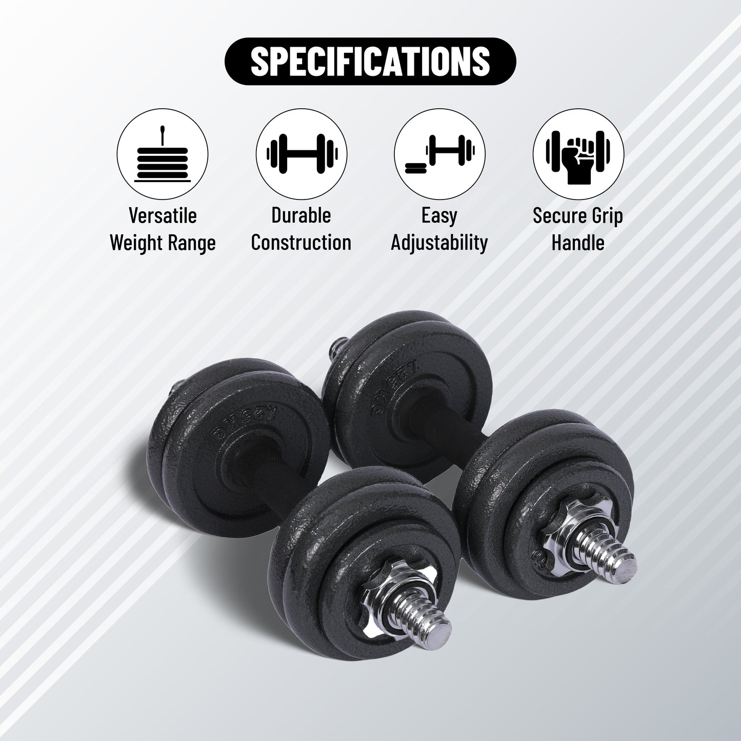 Endless Cast Iron Adjustable Dumbbell Set | Perfekt für Bodybuilding, Fitness, Gewichtheben und Training zu Hause oder im Fitnessstudio