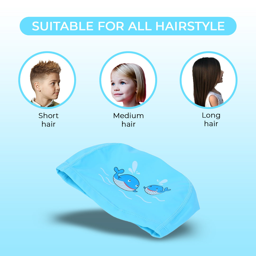 Endless EL1017 Bequeme PU-Badekappe mit Cartoon-Design | Material: PU | Elastische wasserdichte Badekappe für lange und kurze Haare mit dickerem Rand | Für Kinder