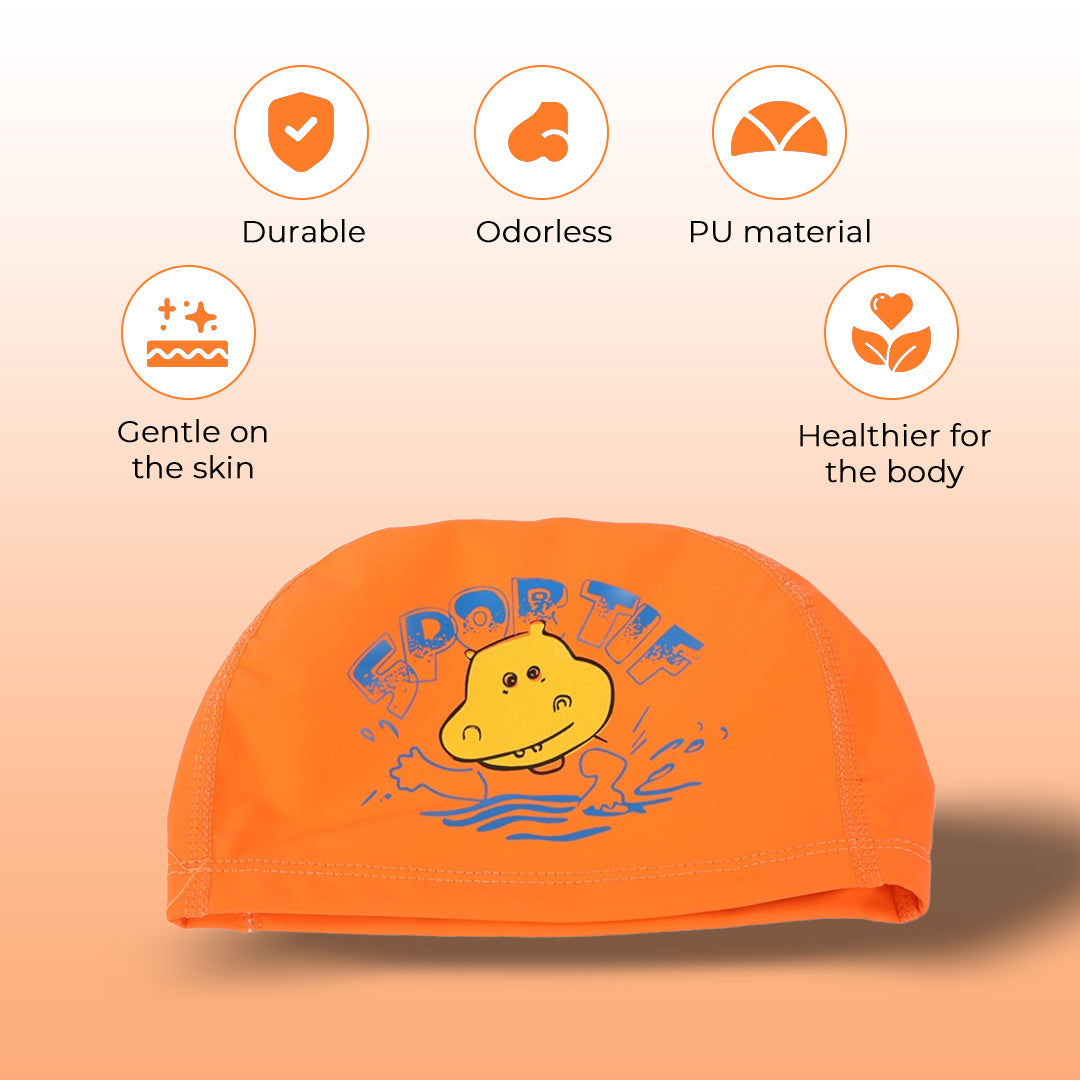 Endless EL1017 Bequeme PU-Badekappe mit Cartoon-Design | Material: PU | Elastische wasserdichte Badekappe für lange und kurze Haare mit dickerem Rand | Für Kinder