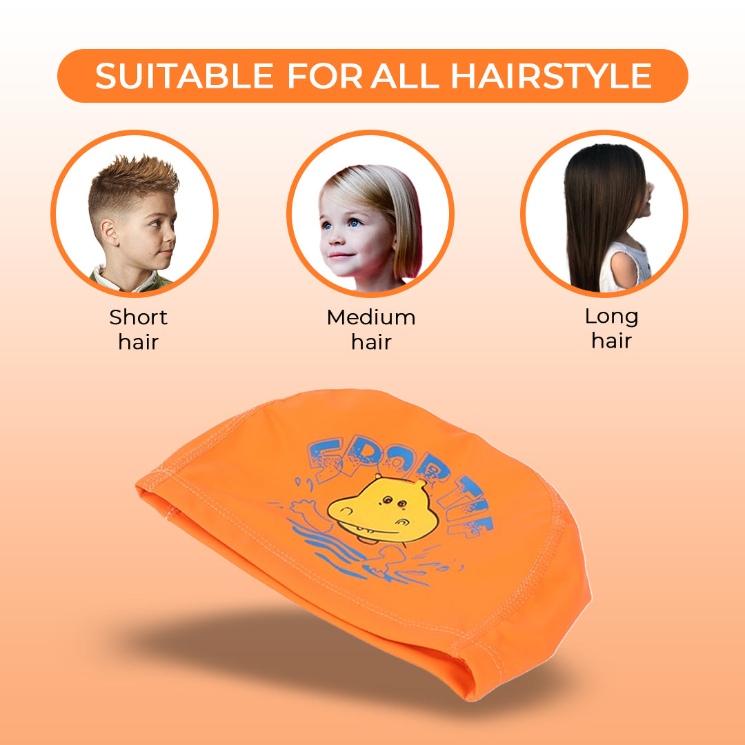 Endless EL1017 Bequeme PU-Badekappe mit Cartoon-Design | Material: PU | Elastische wasserdichte Badekappe für lange und kurze Haare mit dickerem Rand | Für Kinder