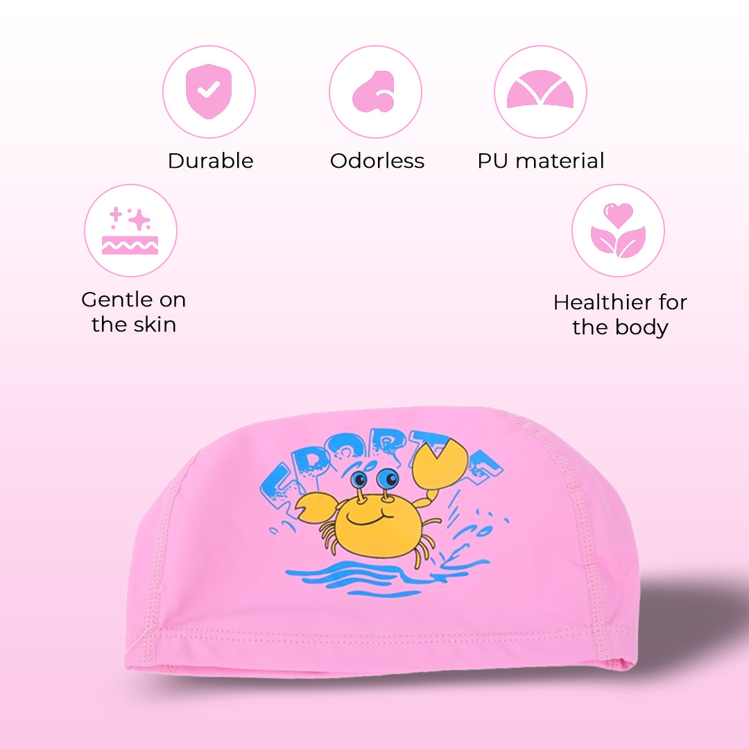 Endless EL1017 Bequeme PU-Badekappe mit Cartoon-Design | Material: PU | Elastische wasserdichte Badekappe für lange und kurze Haare mit dickerem Rand | Für Kinder