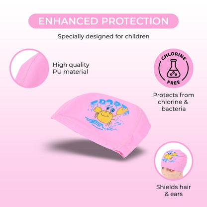 Endless EL1017 Bequeme PU-Badekappe mit Cartoon-Design | Material: PU | Elastische wasserdichte Badekappe für lange und kurze Haare mit dickerem Rand | Für Kinder