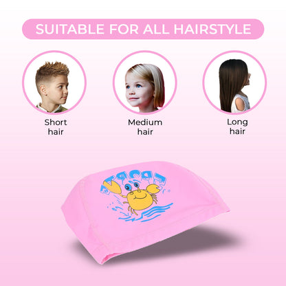 Endless EL1017 Bequeme PU-Badekappe mit Cartoon-Design | Material: PU | Elastische wasserdichte Badekappe für lange und kurze Haare mit dickerem Rand | Für Kinder