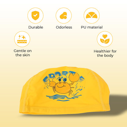 Endless EL1017 Bequeme PU-Badekappe mit Cartoon-Design | Material: PU | Elastische wasserdichte Badekappe für lange und kurze Haare mit dickerem Rand | Für Kinder