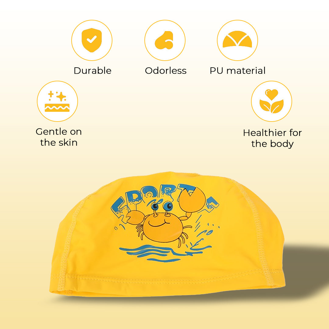 Endless EL1017 Bequeme PU-Badekappe mit Cartoon-Design | Material: PU | Elastische wasserdichte Badekappe für lange und kurze Haare mit dickerem Rand | Für Kinder