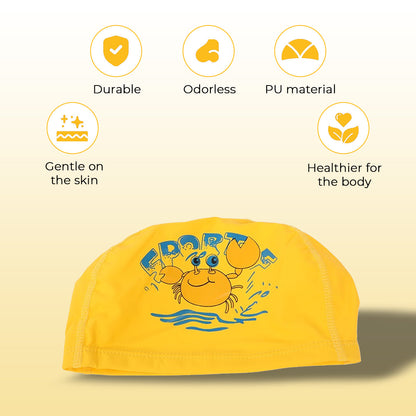 Endless EL1017 Bequeme PU-Badekappe mit Cartoon-Design | Material: PU | Elastische wasserdichte Badekappe für lange und kurze Haare mit dickerem Rand | Für Kinder
