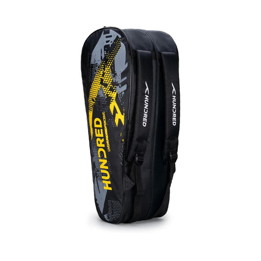 HUNDRED Sonic Pack Kit Bag | Geräumige Badmintontasche mit zwei großen Fächern für Schläger, Schuhe und Ausrüstung – ideal für Sport, Fitnessstudio und Reisen | Unisex-Design | Schwarz