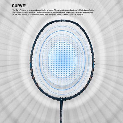 HUNDRED Viper 900 Carbon Fibre Strung Badminton Racket with Full Racket Cover | For advanced players | 79 grams | Maximum string tension - 32lbs