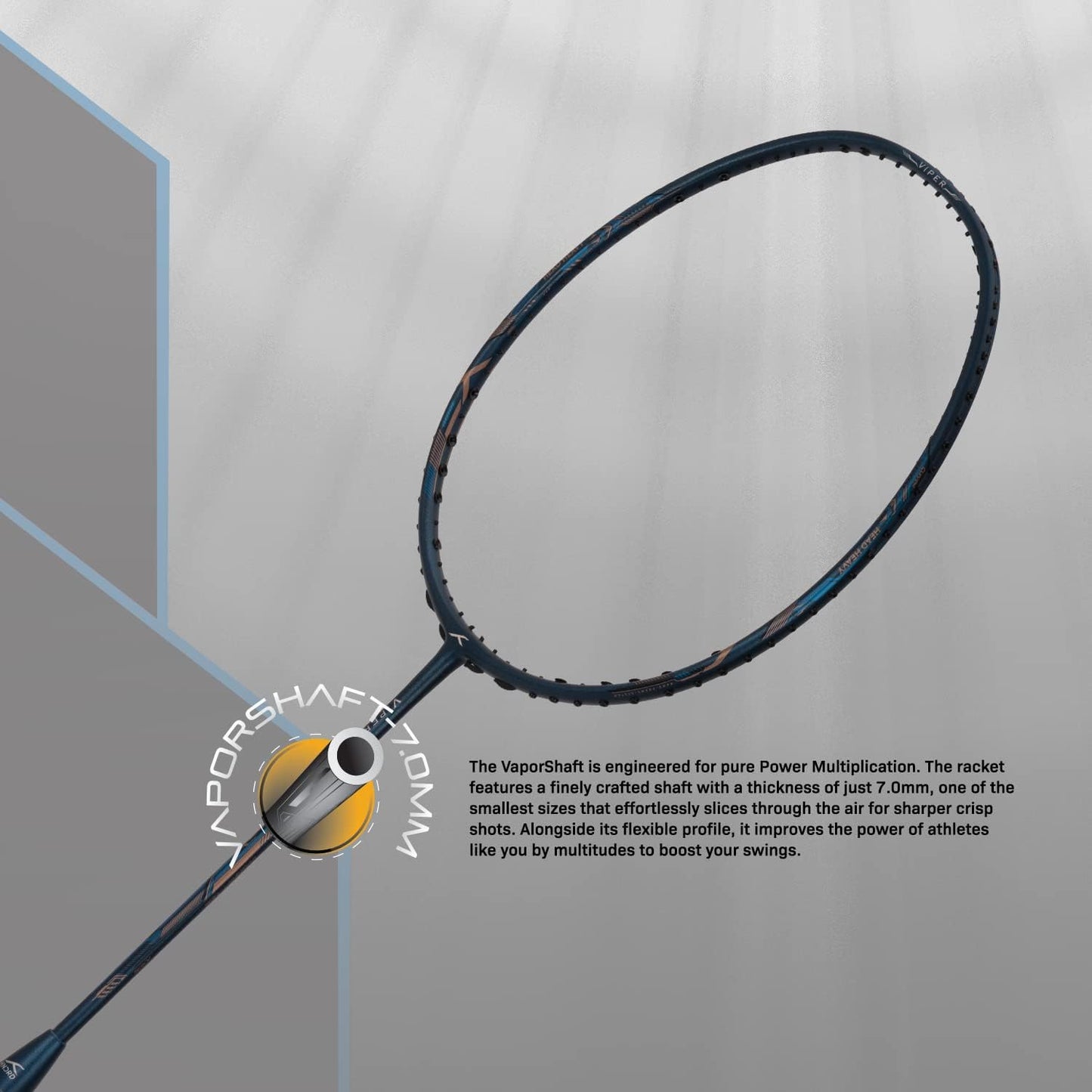 HUNDRED Viper 900 Carbon Fibre Strung Badminton Racket with Full Racket Cover | For advanced players | 79 grams | Maximum string tension - 32lbs